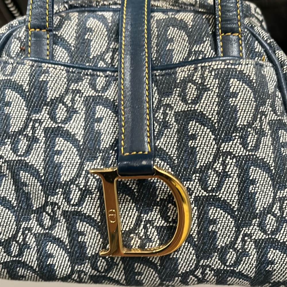 💯Authentic Dior Top handle clutch bag by John Galliano in Diorissimo Pattern.